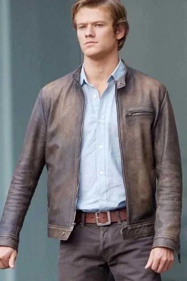 MacGyver Lucas Till Angus Brown Distressed Leather Jacket