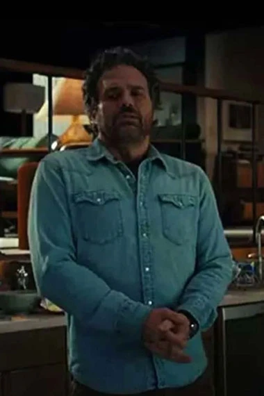Mark Ruffalo The Adam Project Louis Reed Blue Denim Jacket