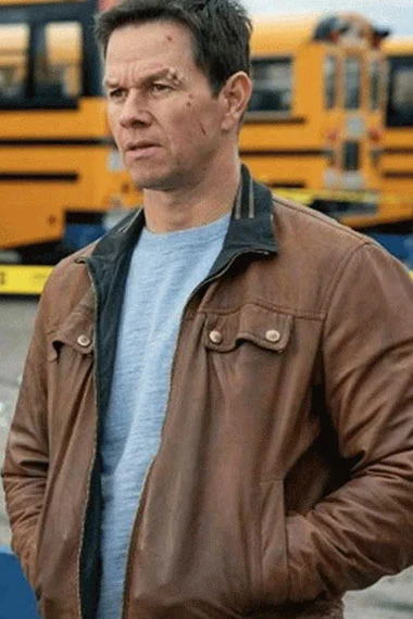 Mark Wahlberg Spenser Confidential Bomber Brown Leather Jacket