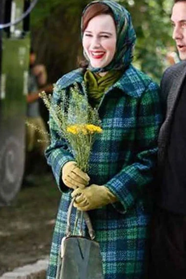 Miriam Rachel Brosnahan Marvelous Mrs Maisel Plaid Long Coat