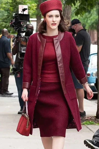 Miriam Marvelous Mrs Maisel Rachel Brosnahan Maroon Wool Coat
