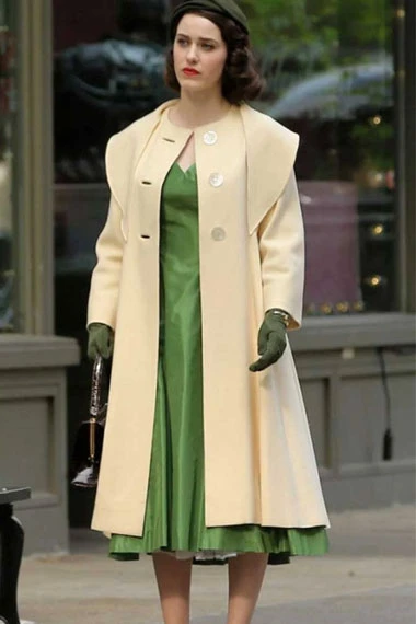 Miriam Marvelous Mrs Maisel Rachel Brosnahan Long Beige Coat