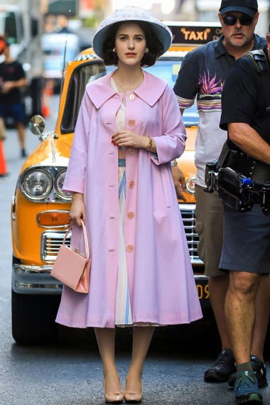 Rachel Brosnahan Marvelous Mrs Maisel Pink Long Cotton Coat