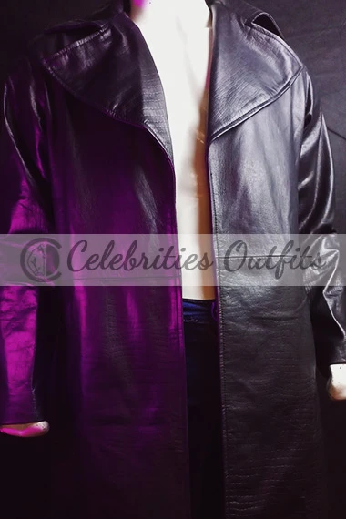 The Matrix Morpheus Laurence Fishburne Black Leather Coat