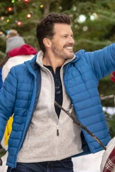 Mark Deklin Meet Me at Christmas Beau Blue Puffer Jacket