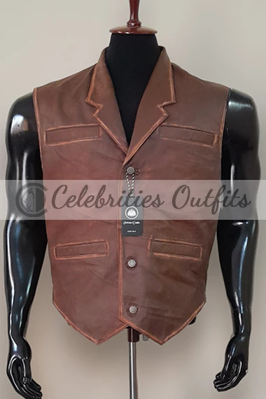 Cullen Bohannon Hell on Wheels Anson Mount Brown Leather Vest hell-on-wheels-cullen-bohannon-vest
