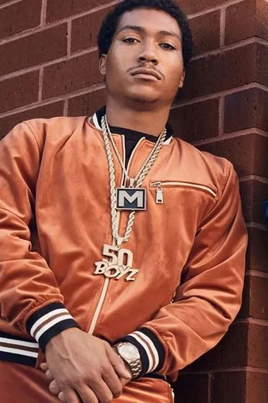 Meech Demetrius Flenory Jr BMF Orange Bomber Varsity Jacket
