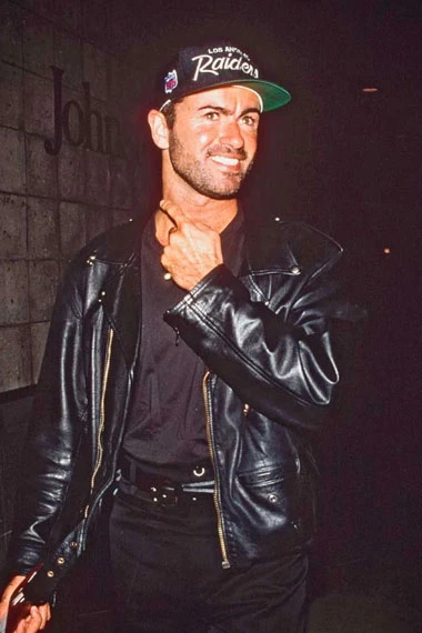 Casual George Michael Mens Bomber Black Biker Leather Jacket
