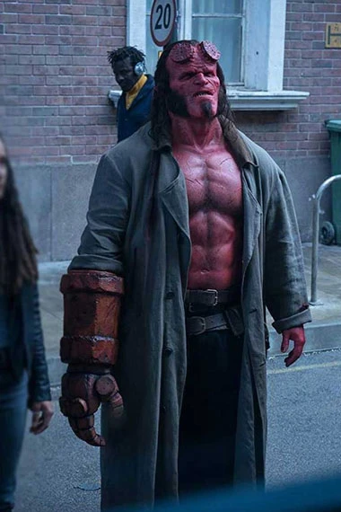 Hellboy Movie David Harbour Hellboy Grey Cotton Trench Coat