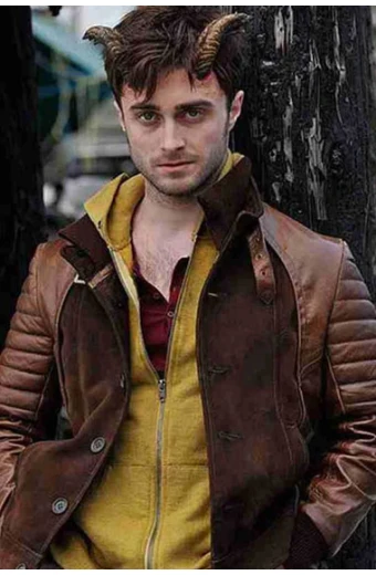 Horns Daniel Radcliffe Ig Perrish Biker Brown Quilted Jacket horns-daniel-radcliffe-leather-jacket