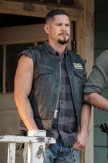 JD Pardo Mayans MC Black Leather Vest mayans-mc-ezekiel-jd-pardo-black-vest