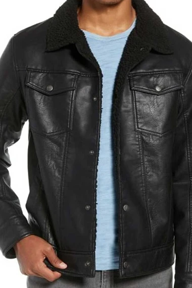 Maria Serrani Black Leather Jacket mario-shearling-black-jacket