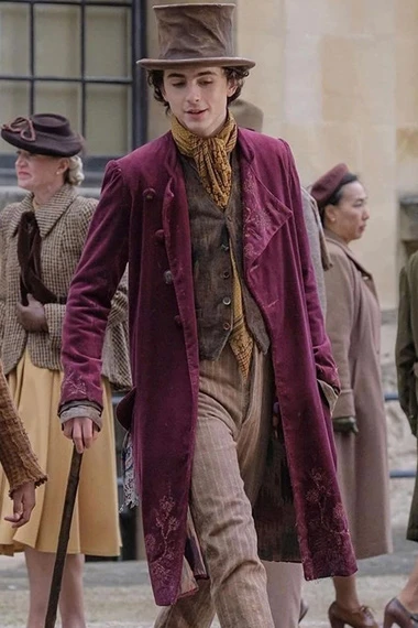 Timothée Chalamet Wonka Willy Wonka Velvet Coat