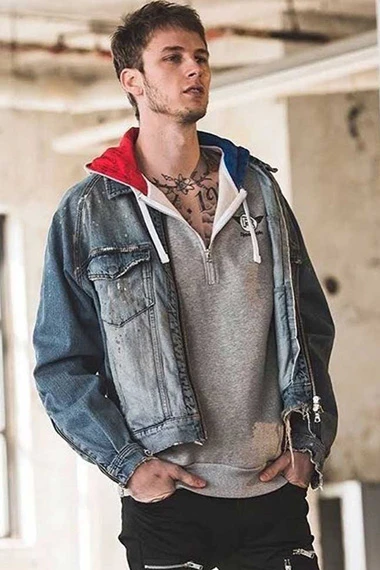 Machine Gun Kelly Street Mens Casual Blue Bomber Denim Jacket