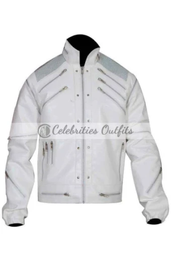 Mens Beat it Song Michael Jackson White Biker Leather Jacket michael-jackson-beat-it-white-jacket
