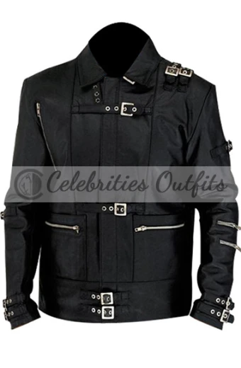 Bad Album Michael Jackson Belted Black Mens Leather Jacket michael-jackson-bad-jacket