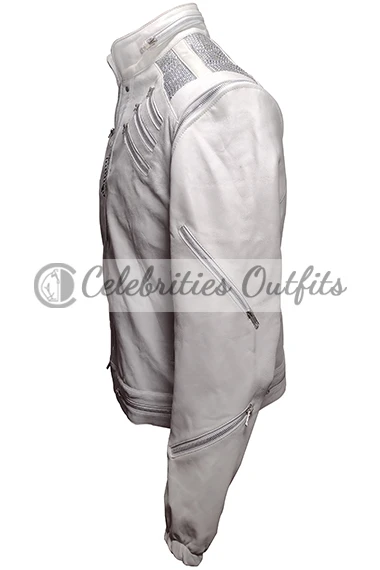Mens Beat it Song Michael Jackson White Biker Leather Jacket michael-jackson-beat-it-white-jacket