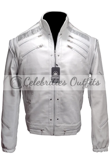 Mens Beat it Song Michael Jackson White Biker Leather Jacket michael-jackson-beat-it-white-jacket