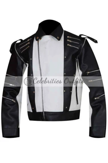 Mens Pepsi Song Michael Jackson Biker Black Leather Jacket