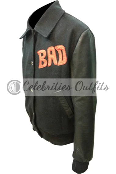 Bad Album World Tour Michael Jackson Bomber Black Wool Jacket michael-jackson-world-tour-jacket