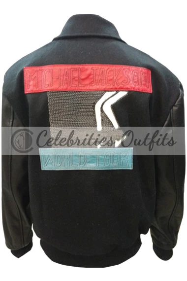 Bad Album World Tour Michael Jackson Bomber Black Wool Jacket michael-jackson-world-tour-jacket