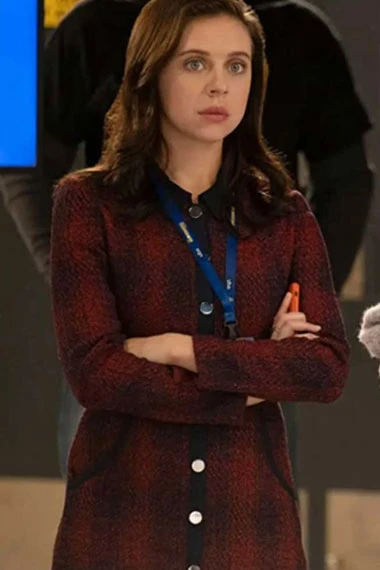 Bel Powley The Morning Show Claire Conway Red And Black Coat
