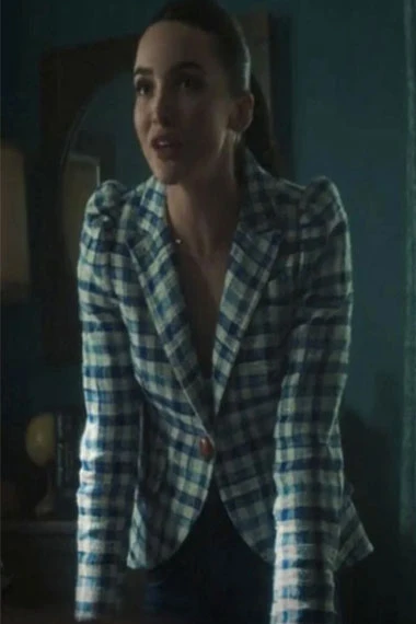 Bess Marvin Nancy Drew Maddison Jaizani Blue Plaid Wool Blazer