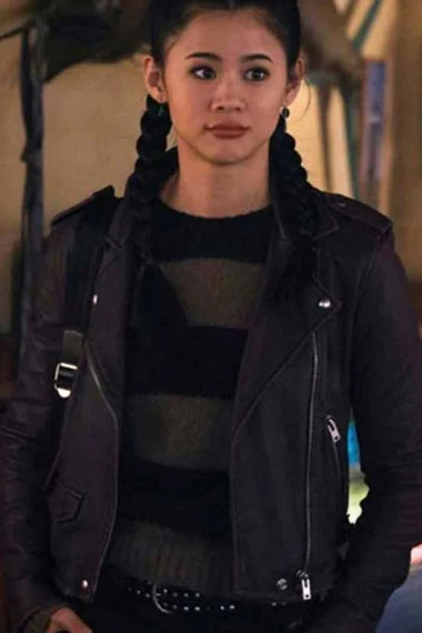 Leah Lewis George Fan Nancy Drew Biker Black Leather Jacket