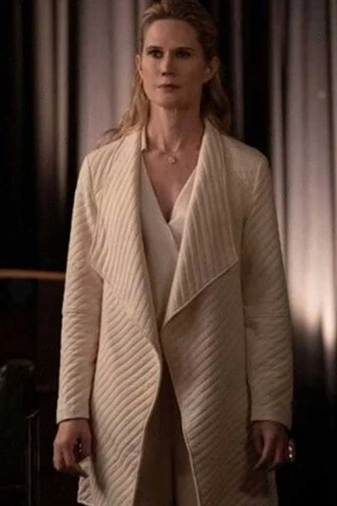 Akira Naomi Stephanie March Quilted White Wool Drape Coat