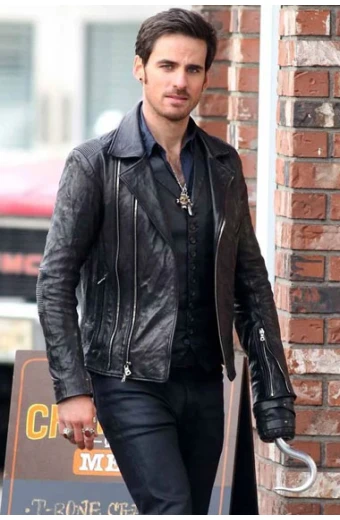 Once Upon a Time Captain Hook Black Distressed Leather Jacket once-upon-time-captain-hook-jacket