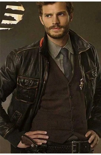 Huntsman Once Upon a Time Jamie Dornan Black Leather Jacket once-upon-time-sheriff-graham-jacket
