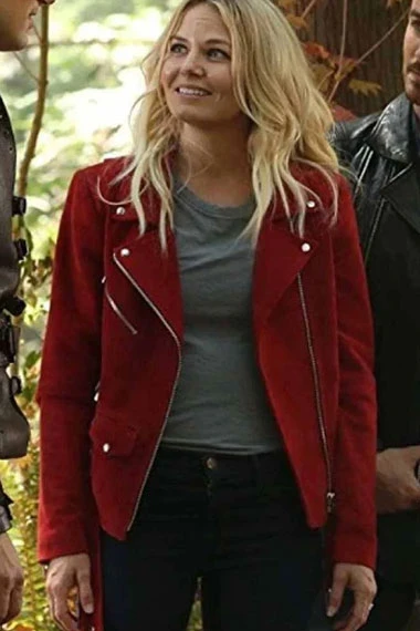 Once Upon a Time Jennifer Morrison Emma Swan Red Suede Jacket