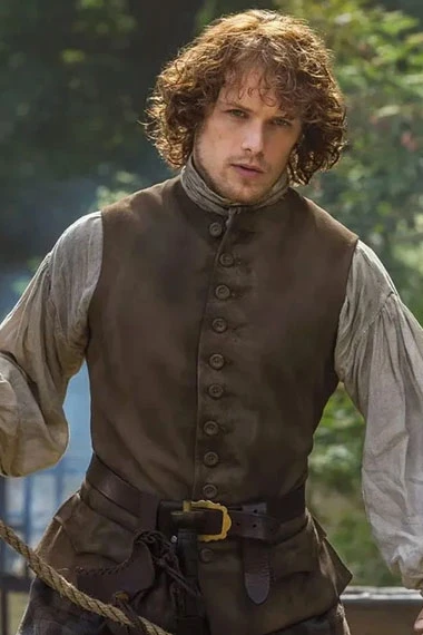 Outlander TV Show Sam Heughan Jamie Fraser Brown Leather Vest