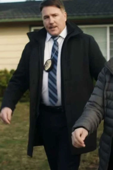 Robert Patrick Peacemaker Auggie Smith Black Cotton Coat