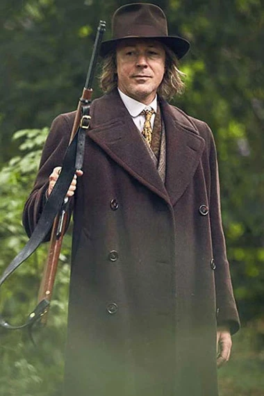 Aidan Gillen Peaky Blinders Aberama Gold Brown Trench Coat