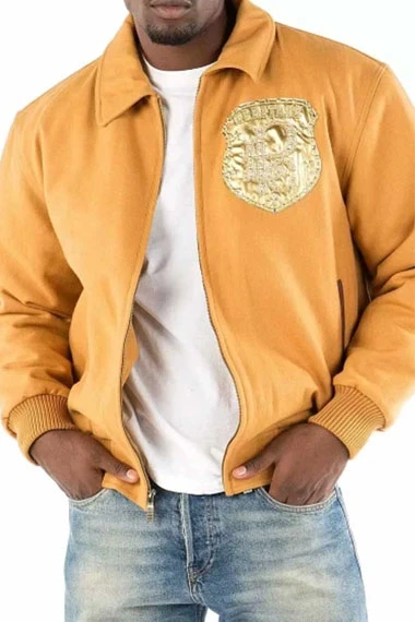 All Or Nothing Pelle Pelle MB 1978 Bomber Yellow Wool Jacket