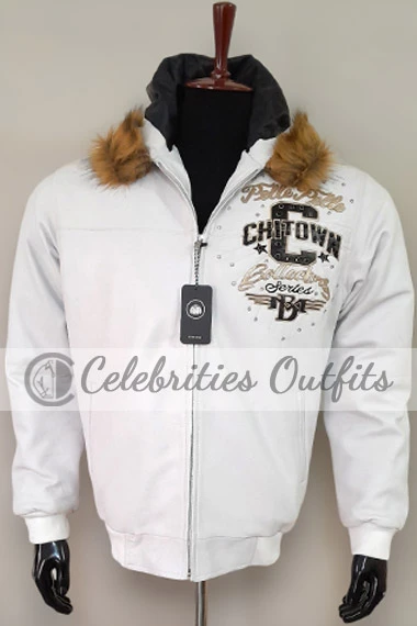 World Renown Chi-Town Pelle Pelle Bomber White Hooded Jacket