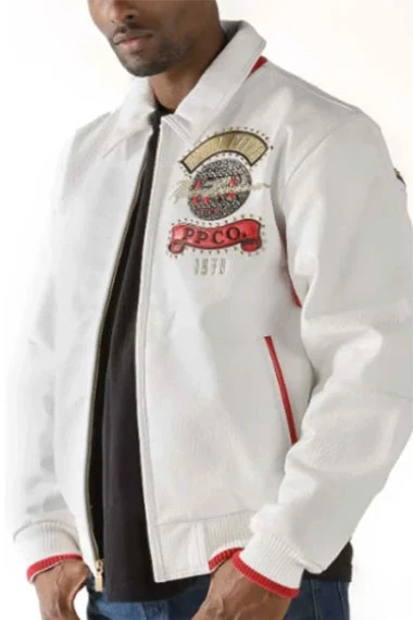 World Tour Marc Buchanan Pelle Pelle 1978 White Bomber Jacket