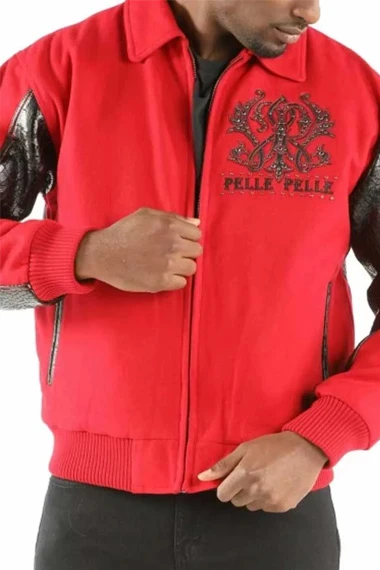 Pelle Pelle MB Forever Fearless Red And Black Bomber Jacket