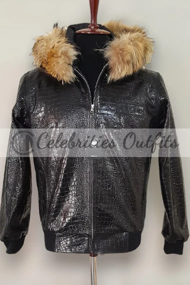 World Famous Pelle Pelle MB Crocodile Skin Fur Hooded Jacket