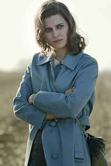 Martha Kane Emma Paetz Pennyworth Belted Blue Cotton Coat