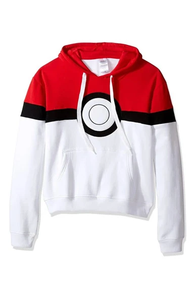 Pokemon Go Gaming Poke Ball Red White Fleece Pullover Hoodie