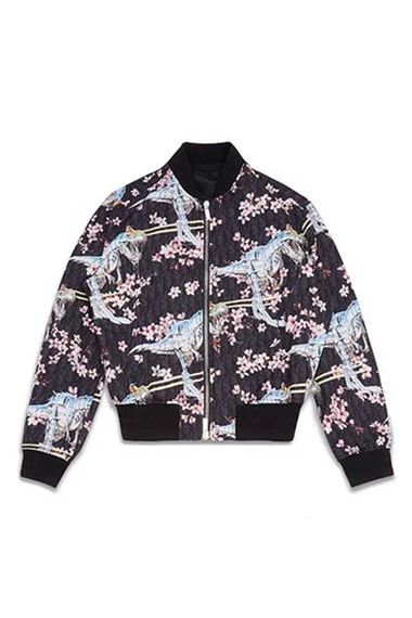 Mens Pop Smoke Dior Casual Floral Blue Bomber Cotton Jacket