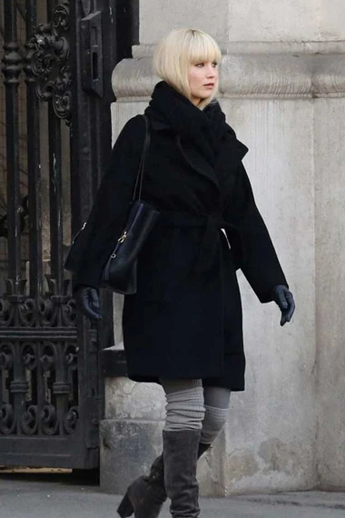 Dominika Egorova Jennifer Lawrence Red Sparrow Black Wool Coat