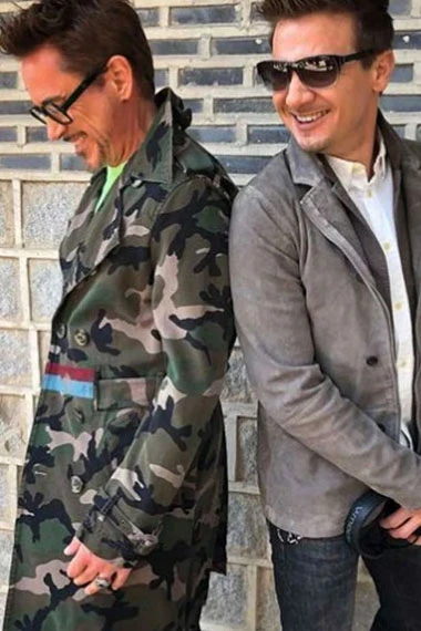 Robert Downey Jr Green Cotton Cargo Army Camouflage Coat