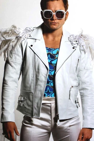Taron Egerton Elton John Rocketman White Fringe Leather Jacket