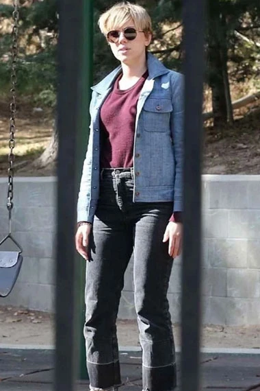 Los Angeles Scarlett Johansson Street Style Blue Denim Jacket