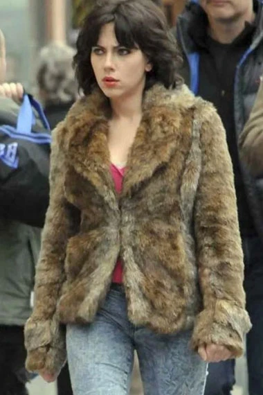 Under The Skin Movie Laura Scarlett Johansson Brown Fur Jacket
