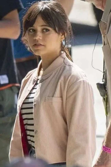 Jenna Ortega Tara Carpenter Scream Bomber Pink Corduroy Jacket