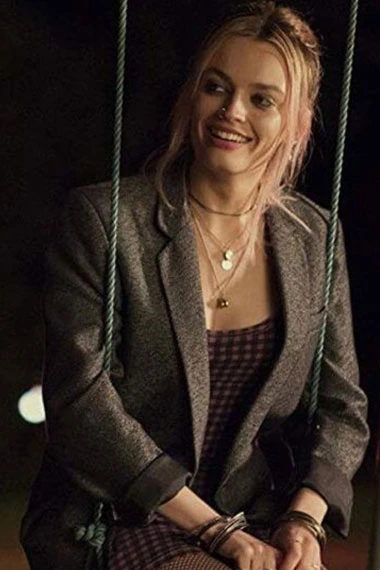 Maeve Wiley Sex Education Emma Mackey Grey Wool Trench Blazer